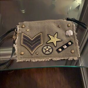 Steve Madden army themed mini zip bag
